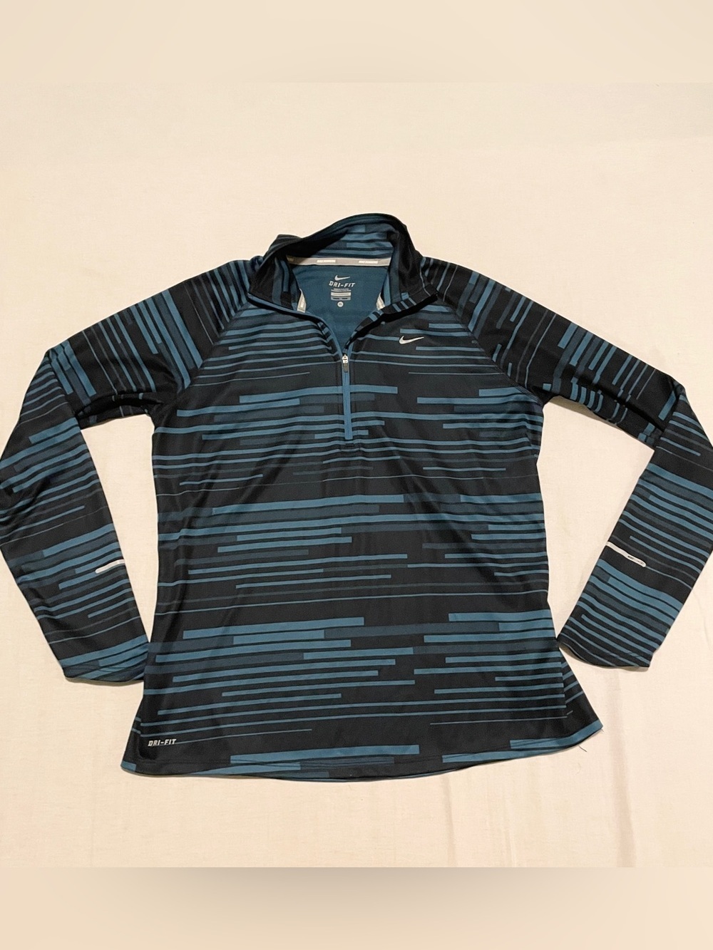 Nike Dri-FIT Element 1/4 Zip Running Top Blue Striped Women's XL